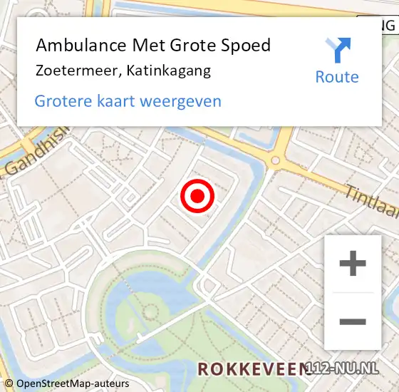 Locatie op kaart van de 112 melding: Ambulance Met Grote Spoed Naar Zoetermeer, Katinkagang op 18 november 2023 04:51