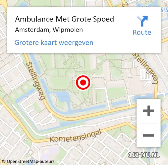 Locatie op kaart van de 112 melding: Ambulance Met Grote Spoed Naar Amsterdam, Wipmolen op 18 november 2023 05:24
