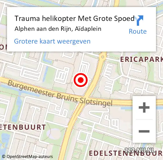 Locatie op kaart van de 112 melding: Trauma helikopter Met Grote Spoed Naar Alphen aan den Rijn, Aïdaplein op 18 november 2023 06:06