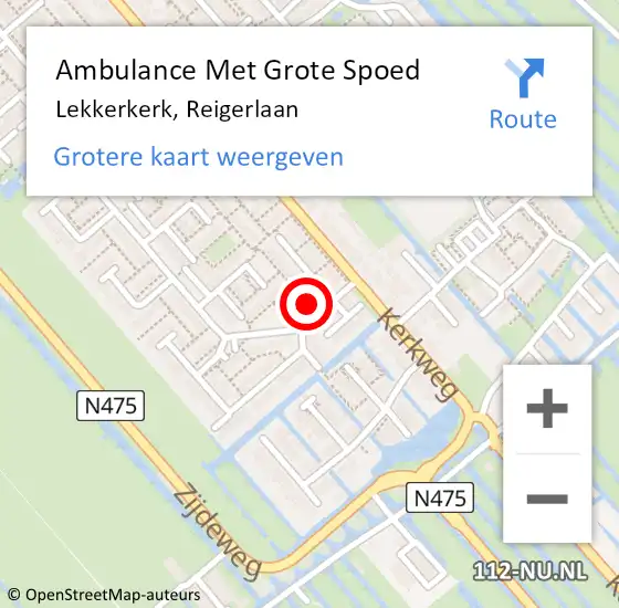 Locatie op kaart van de 112 melding: Ambulance Met Grote Spoed Naar Lekkerkerk, Reigerlaan op 18 november 2023 06:30