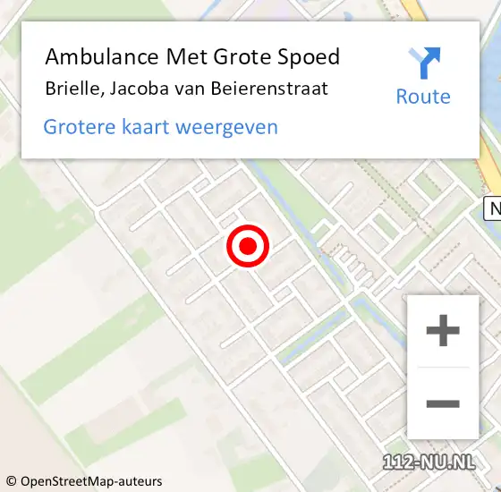 Locatie op kaart van de 112 melding: Ambulance Met Grote Spoed Naar Brielle, Jacoba van Beierenstraat op 18 november 2023 06:50