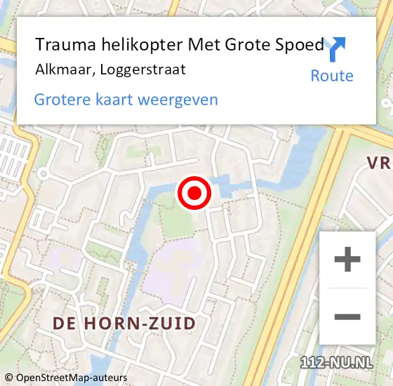 Locatie op kaart van de 112 melding: Trauma helikopter Met Grote Spoed Naar Alkmaar, Loggerstraat op 18 november 2023 06:51