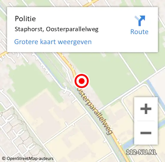 Locatie op kaart van de 112 melding: Politie Staphorst, Oosterparallelweg op 18 november 2023 06:56