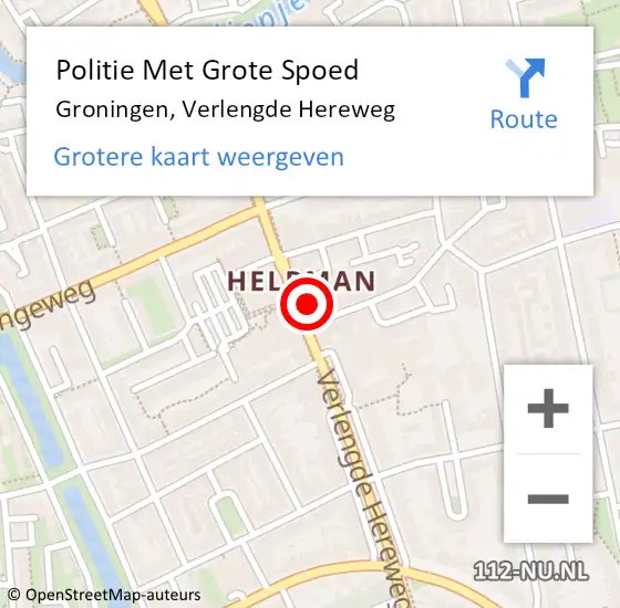 Locatie op kaart van de 112 melding: Politie Met Grote Spoed Naar Groningen, Verlengde Hereweg op 18 november 2023 06:58