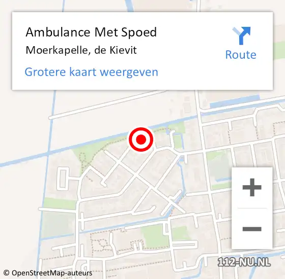 Locatie op kaart van de 112 melding: Ambulance Met Spoed Naar Moerkapelle, de Kievit op 18 november 2023 07:04