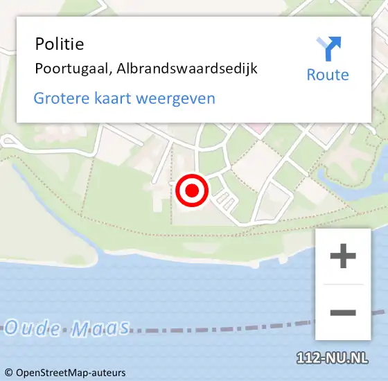 Locatie op kaart van de 112 melding: Politie Poortugaal, Albrandswaardsedijk op 18 november 2023 07:05