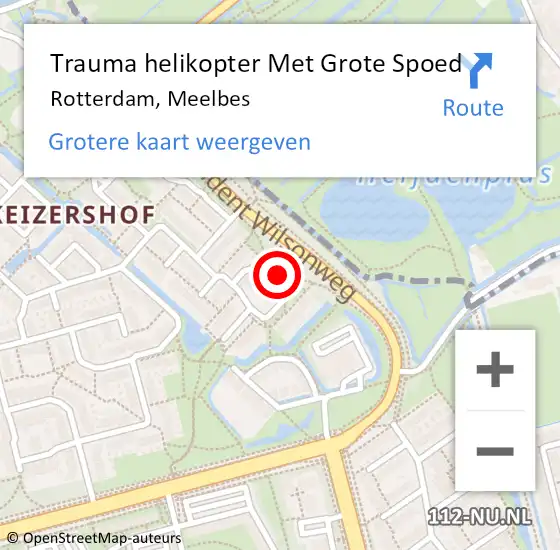 Locatie op kaart van de 112 melding: Trauma helikopter Met Grote Spoed Naar Rotterdam, Meelbes op 18 november 2023 07:17