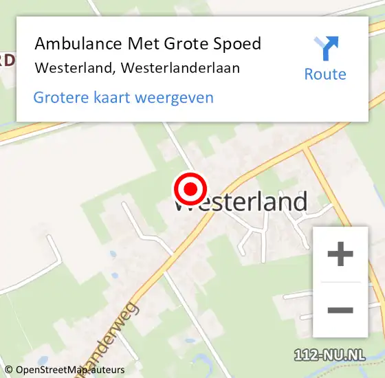 Locatie op kaart van de 112 melding: Ambulance Met Grote Spoed Naar Westerland, Westerlanderlaan op 18 november 2023 09:04