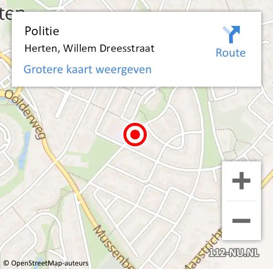 Locatie op kaart van de 112 melding: Politie Herten, Willem Dreesstraat op 18 november 2023 09:36