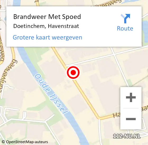 Locatie op kaart van de 112 melding: Brandweer Met Spoed Naar Doetinchem, Havenstraat op 18 november 2023 09:45