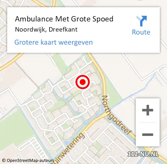 Locatie op kaart van de 112 melding: Ambulance Met Grote Spoed Naar Noordwijk, Dreefkant op 18 november 2023 09:47