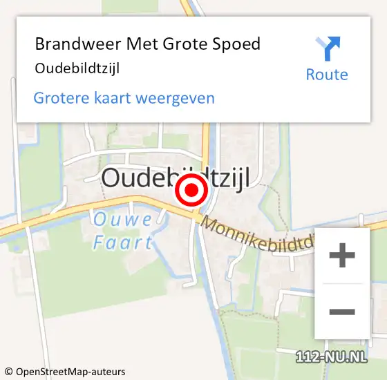 Locatie op kaart van de 112 melding: Brandweer Met Grote Spoed Naar Oudebildtzijl op 15 september 2014 18:10