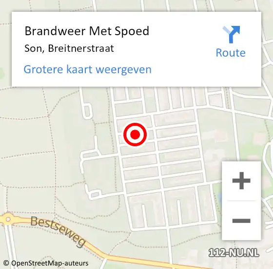 Locatie op kaart van de 112 melding: Brandweer Met Spoed Naar Son, Breitnerstraat op 18 november 2023 10:02