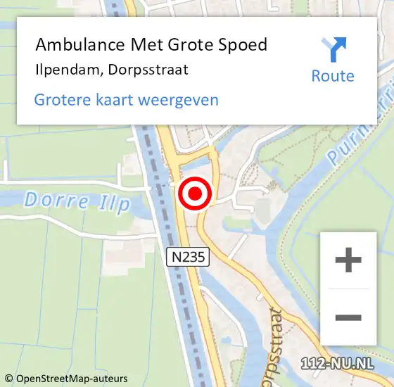 Locatie op kaart van de 112 melding: Ambulance Met Grote Spoed Naar Ilpendam, Dorpsstraat op 18 november 2023 10:21