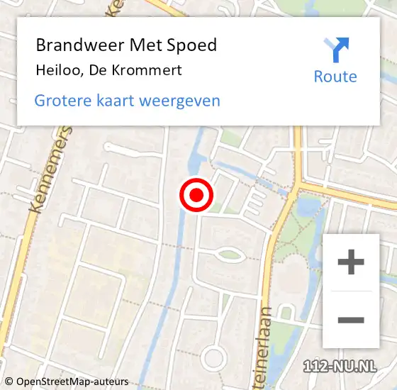 Locatie op kaart van de 112 melding: Brandweer Met Spoed Naar Heiloo, De Krommert op 15 september 2014 18:14