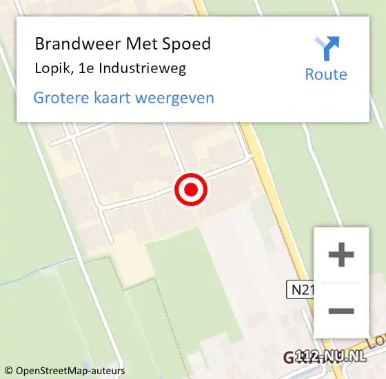 Locatie op kaart van de 112 melding: Brandweer Met Spoed Naar Lopik, 1e Industrieweg op 18 november 2023 10:48