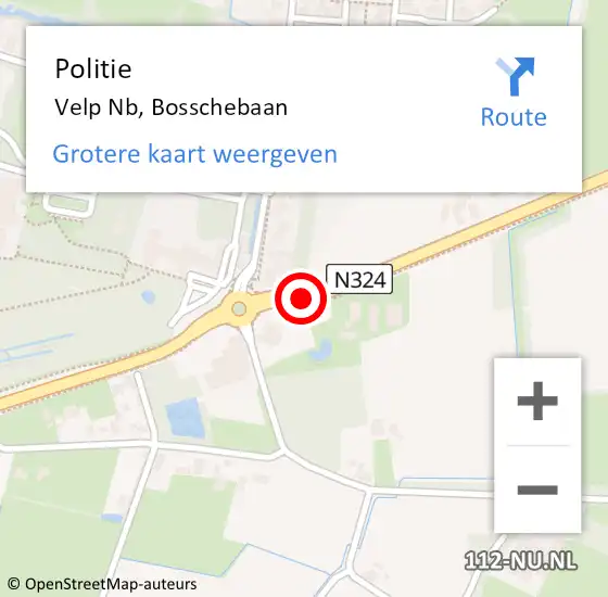 Locatie op kaart van de 112 melding: Politie Velp Nb, Bosschebaan op 15 september 2014 18:16