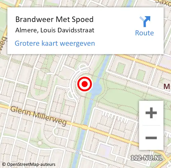 Locatie op kaart van de 112 melding: Brandweer Met Spoed Naar Almere, Louis Davidsstraat op 18 november 2023 10:52