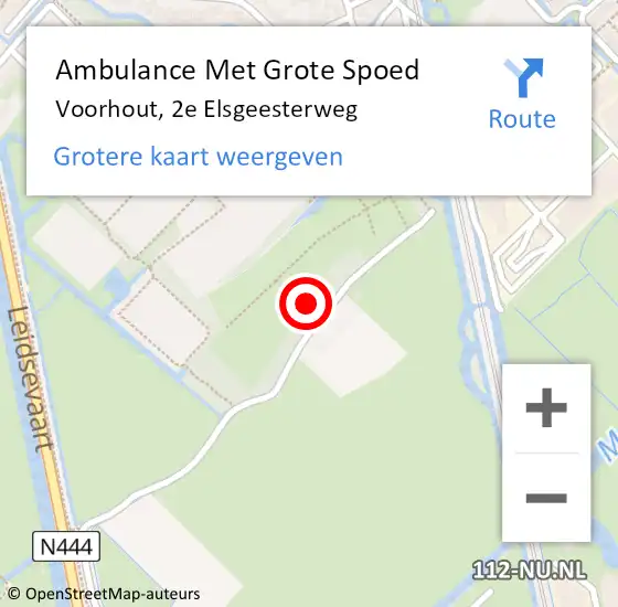 Locatie op kaart van de 112 melding: Ambulance Met Grote Spoed Naar Voorhout, 2e Elsgeesterweg op 18 november 2023 11:06