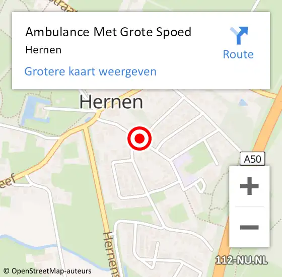 Locatie op kaart van de 112 melding: Ambulance Met Grote Spoed Naar Hernen op 18 november 2023 11:07