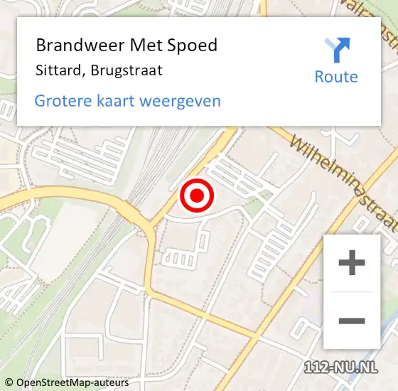 Locatie op kaart van de 112 melding: Brandweer Met Spoed Naar Sittard, Brugstraat op 18 november 2023 11:57