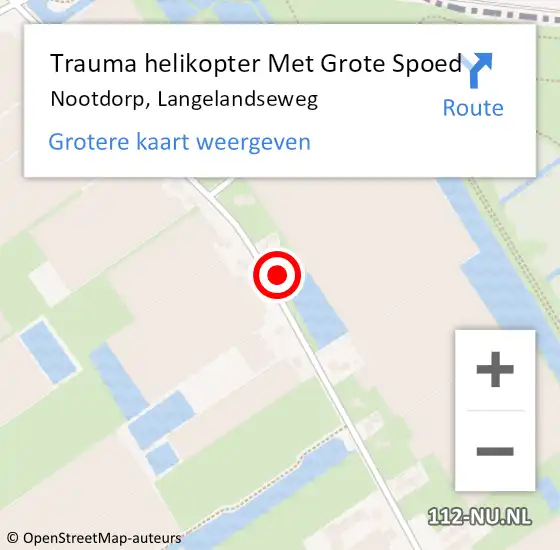Locatie op kaart van de 112 melding: Trauma helikopter Met Grote Spoed Naar Nootdorp, Langelandseweg op 18 november 2023 12:12