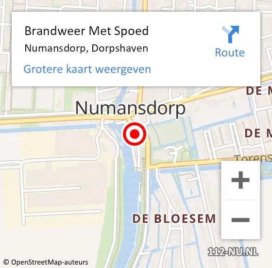 Locatie op kaart van de 112 melding: Brandweer Met Spoed Naar Numansdorp, Dorpshaven op 18 november 2023 12:22