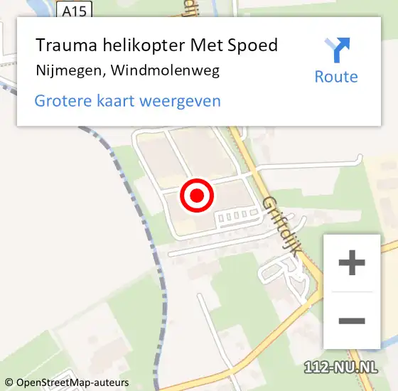 Locatie op kaart van de 112 melding: Trauma helikopter Met Spoed Naar Nijmegen, Windmolenweg op 18 november 2023 12:37