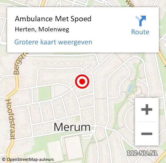 Locatie op kaart van de 112 melding: Ambulance Met Spoed Naar Herten, Molenweg op 18 november 2023 12:57