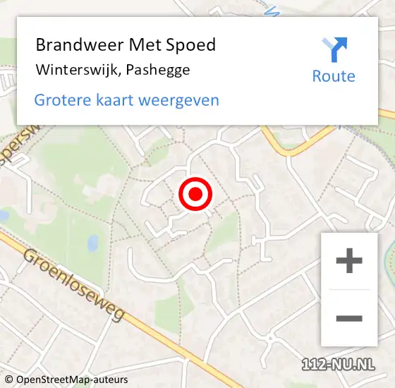 Locatie op kaart van de 112 melding: Brandweer Met Spoed Naar Winterswijk, Pashegge op 18 november 2023 13:03