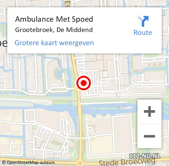 Locatie op kaart van de 112 melding: Ambulance Met Spoed Naar Grootebroek, De Middend op 18 november 2023 13:25