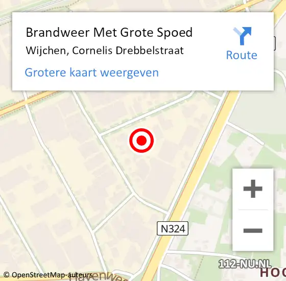 Locatie op kaart van de 112 melding: Brandweer Met Grote Spoed Naar Wijchen, Cornelis Drebbelstraat op 18 november 2023 13:45