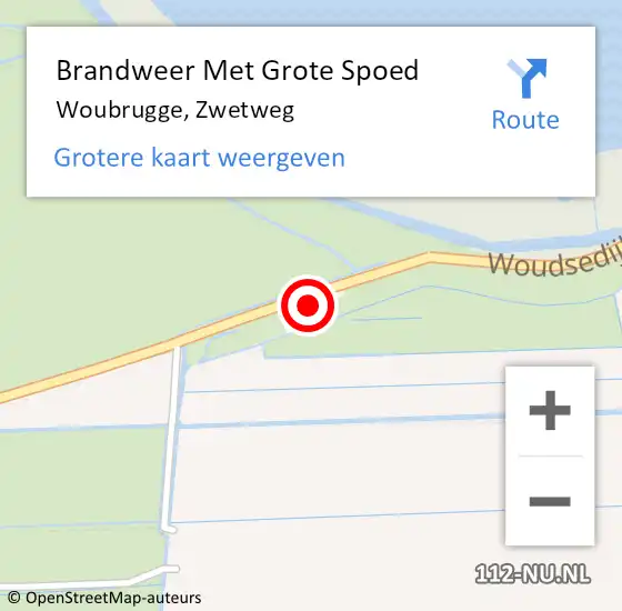 Locatie op kaart van de 112 melding: Brandweer Met Grote Spoed Naar Woubrugge, Zwetweg op 18 november 2023 13:58