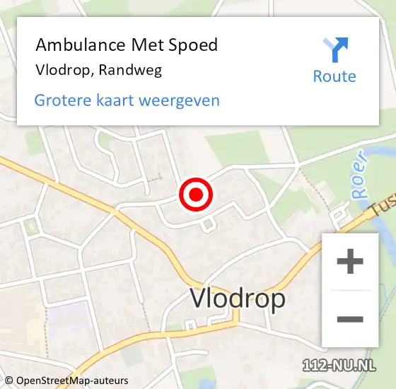 Locatie op kaart van de 112 melding: Ambulance Met Spoed Naar Vlodrop, Randweg op 18 november 2023 14:09