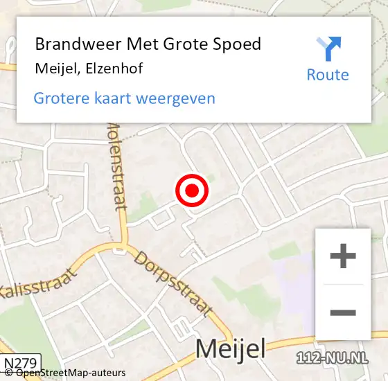 Locatie op kaart van de 112 melding: Brandweer Met Grote Spoed Naar Meijel, Elzenhof op 18 november 2023 14:12