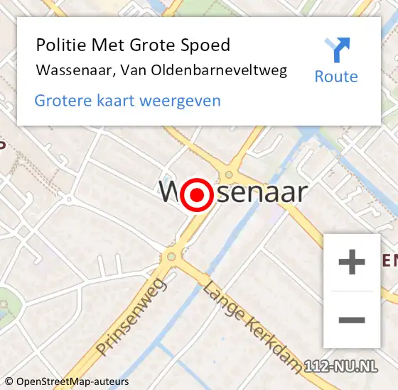 Locatie op kaart van de 112 melding: Politie Met Grote Spoed Naar Wassenaar, Van Oldenbarneveltweg op 18 november 2023 14:25