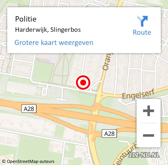 Locatie op kaart van de 112 melding: Politie Harderwijk, Slingerbos op 18 november 2023 14:36