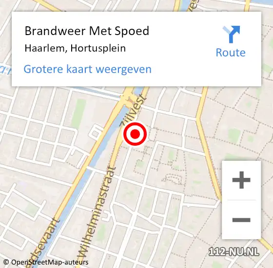 Locatie op kaart van de 112 melding: Brandweer Met Spoed Naar Haarlem, Hortusplein op 18 november 2023 14:48