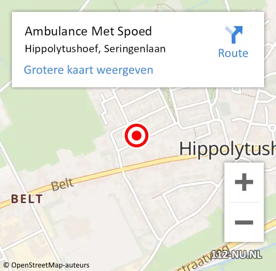 Locatie op kaart van de 112 melding: Ambulance Met Spoed Naar Hippolytushoef, Seringenlaan op 18 november 2023 15:06