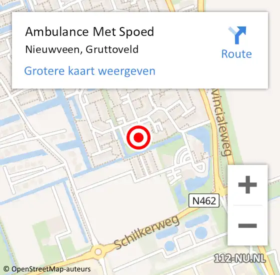 Locatie op kaart van de 112 melding: Ambulance Met Spoed Naar Nieuwveen, Gruttoveld op 18 november 2023 15:52