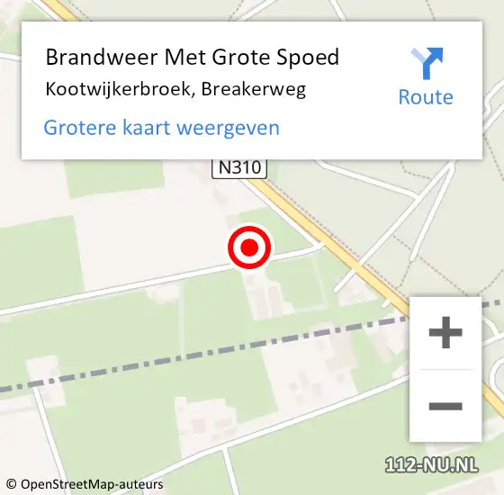 Locatie op kaart van de 112 melding: Brandweer Met Grote Spoed Naar Kootwijkerbroek, Breakerweg op 18 november 2023 15:54