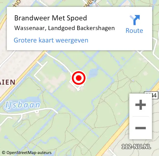 Locatie op kaart van de 112 melding: Brandweer Met Spoed Naar Wassenaar, Landgoed Backershagen op 18 november 2023 16:01