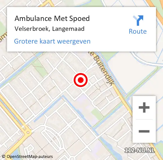 Locatie op kaart van de 112 melding: Ambulance Met Spoed Naar Velserbroek, Langemaad op 18 november 2023 16:02