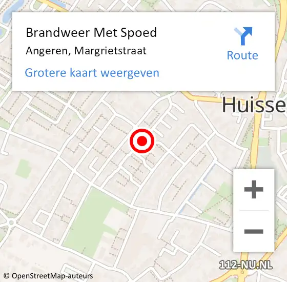 Locatie op kaart van de 112 melding: Brandweer Met Spoed Naar Angeren, Margrietstraat op 18 november 2023 16:16