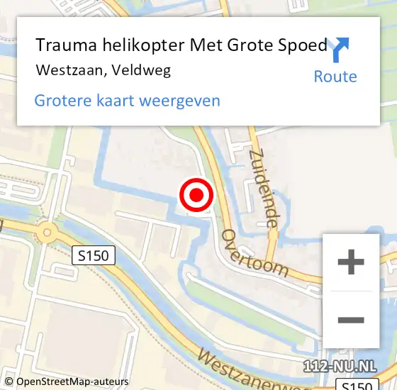 Locatie op kaart van de 112 melding: Trauma helikopter Met Grote Spoed Naar Westzaan, Veldweg op 18 november 2023 16:20