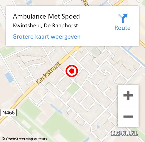 Locatie op kaart van de 112 melding: Ambulance Met Spoed Naar Kwintsheul, De Raaphorst op 18 november 2023 16:23