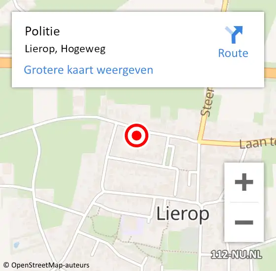 Locatie op kaart van de 112 melding: Politie Lierop, Hogeweg op 18 november 2023 16:23