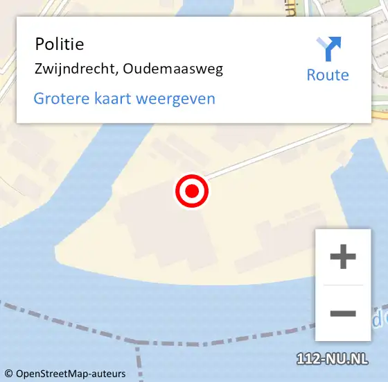 Locatie op kaart van de 112 melding: Politie Zwijndrecht, Oudemaasweg op 18 november 2023 16:25