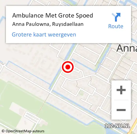 Locatie op kaart van de 112 melding: Ambulance Met Grote Spoed Naar Anna Paulowna, Ruysdaellaan op 15 september 2014 18:50
