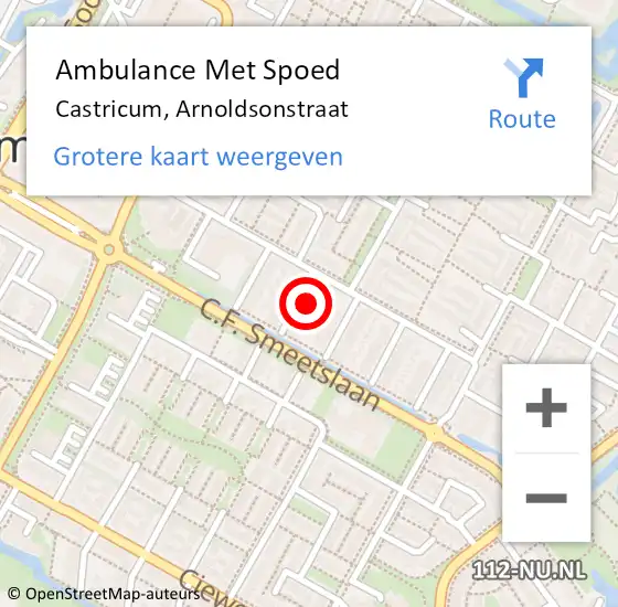 Locatie op kaart van de 112 melding: Ambulance Met Spoed Naar Castricum, Arnoldsonstraat op 18 november 2023 16:40